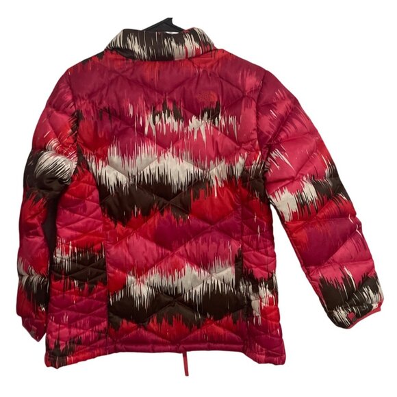 The North Face Girls XL (18) Pink & Brown Patterned Puffer Jacket Ski Snow - Picture 3 of 7